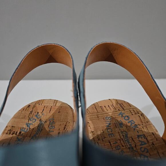 NEW Kork Ease Tish Sandal Womens 10 Turquoise Guinea Leather Cork Platform Heel - Picture 7 of 13